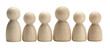 © Abir - Seven wooden peg dolls in a row wooden figures wooden toys isolated on a transparent background