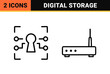 © PixeloAI - Cloud Computing and Data Management Network Outline Icons with Ultra Minimalist Geometric Line Art for Tech Database Software Interfaces