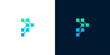 © anello - Dynamic 'P' letter logo formed by interconnected digital blocks, symbolizing modern technology, networking, and innovative solutions with a gradient color scheme for a professional brand identity
