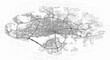 © Tari - Detailed monochrome map depicting a complex urban layout with intricate road networks and surrounding water