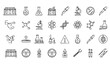 © MD JAHID - Laboratory line icon set with science glassware molecule and radioactivity symbols editable stroke vector