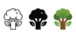 © sakibahmed - tree icons in black and white and green isolated on transparent background