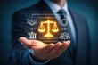 © Haseeb - Legal and compliance concept with scales of justice partnership governance protection system