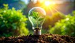 © Surya - A lightbulb with a plant growing inside on soil (1)