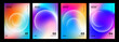 © FineVector - Set of futuristic abstract posters. Bright blurred gradients and defocused white spheres for creative graphic design. Vector illustration.
