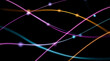 © Lisicus - Dynamic colorful light trails blinking on black background. Abstract animation of glowing curved lines in motion. Futuristic digital graphics concept for visual effects and modern design