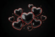 © ATIKUL ISLAM - Scattered black hearts with glowing red outlines and sparkles on dark background