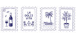 © Rasel - Title:La Dolce Vita Stamp Collection Featuring Wine Palm Tree and Potted PlantKeywords:la dolce vita, stamp, postage stamp, wine