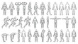 © GW - Anatomy human body muscle system and poses silhouette set.