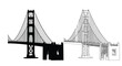 © adobeamena - Detailed view of the golden gate bridge in black a striking silhouette