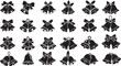 © BushraTech - Christmas bell ribbon icon set.Christmas Vector Icon Set.Christmas bells icons set in black and white.