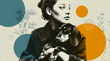 レトロな 50 年代の女性と犬のアートプリント 無料画像 - Public