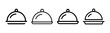 © Mirza - Minimalist food cloche icons, restaurant serving platter set, 4 black line art SVG symbols