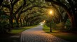 © ESAD - Enchanting pathway through ancient trees a southern landscape at dusk