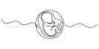 © Bisawjit - Minimalist continuous line drawing of a human fetus developing inside the womb of a pregnant woman