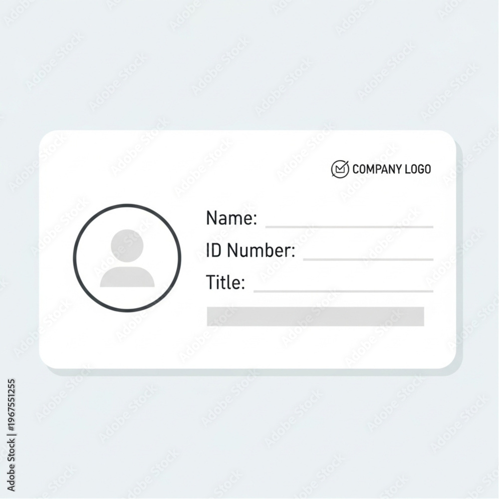 Employee ID Card Template with Placeholder. Stock Vector | Adobe Stock
