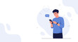 © Tiko - Man Texting on Smartphone, Modern Flat Illustration, Communication Concept