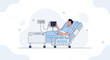 © Liora - Patient in hospital bed interacting with medical monitor, healthcare concept
