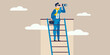 © Dayal - Businessman stands on a ladder looking through binoculars at the future