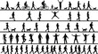 © Roman - Collection of silhouettes of people in motion on transparent background.