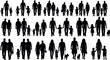 © BIPUL - Diverse Family Silhouettes Set Collection Featuring Parents Children Couples and Pets Walking Together for Minimalist Vector Graphic Design and Illustration