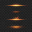 © Azad Mammedli - Realistic Golden Light Streak Set. Vector Horizontal Glowing Lines and Lens Flares on Transparent Background.