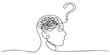 © Gerish - Concept of confused feelings in one continuous line drawing. Human head with question mark inside in simple linear style, Concept of confusion in the head and question mark. Continuous One line drawin