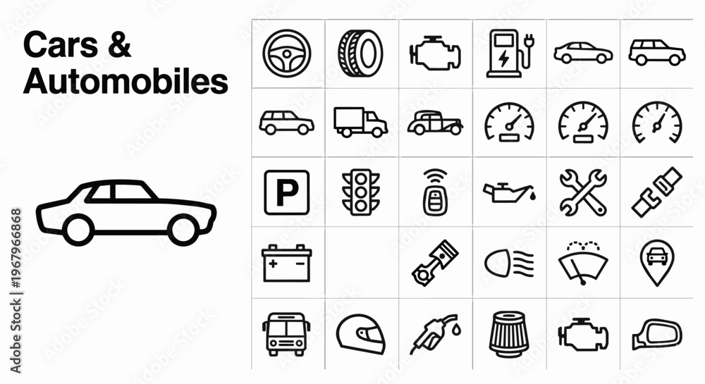 Image vectorielle Stock Comprehensive collection of car and automobile ...