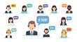 © Thiga.project - Set of Diverse Customer Service Agent Avatars with Headsets and Speech Bubbles for Call Center Support and Help Desk Communication