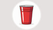 © Bipul Kumar - Classic red plastic solo party cup isolated on a clean white circular background perfect for social events college drinking games festivities backyard summer cookouts picnics or casual beverage servic