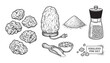 © BlackVectors - Himalayan pink salt collection vector illustration with lamp, grinder and pile