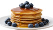 © Evans - Stack of golden pancakes with fresh blueberries and dripping syrup, isolated on transparent background