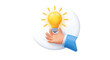 © LAIM - 3D Hand Holding Light Bulb in Speech Bubble Icon for Idea Innovation and Strategy