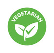© Design Ful - Vegetarian label icon. leaf, plant, checkmark, organic, natural, healthy food, vegetarian certification, ingredient mark. flat vector illustration isolated on white background.