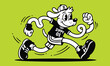 © VICI - Running Dog Mascot Cartoon Vintage Style Athletic Character Flat Vector.