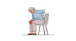 © fibekti - Elderly woman with knee and back pain, sitting on a chair, suffering from joint discomfort
