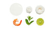 © SHAKIL - Fresh spring roll kit: rice paper, shrimp, vermicelli, mint, lime isolated on transparent background
