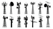 © MDALTUFHOSAIN - Collection of communication towers in a stark black silhouette