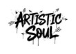 © Sanych - Artistic Soul. lettering and all elements in black. Vector style. AWhite background. Pure white background. Perfect isolation and visual consistency. Dynamic