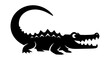 © Ega - Black silhouette of a cartoon crocodile or alligator with an open mouth and sharp teeth.