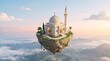 © Kapten - Floating mosque on a rocky island dreamlike architectural render