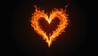 © Nafees - Flaming heart shape made of orange and yellow fire on dark background