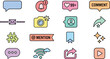 © ArtMint - Social media communication icon set with chat bubbles, hashtag, mention, comment, camera, wifi, share and notification symbols in pastel colors for apps, web design, digital marketing and interfaces