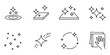 © MDSAIDUR - Set of eight black line icons representing surface cleaning, polishing, and sparkling shine effects, hand drawn vector illustration