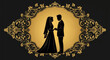 © dhanu - Elegant Wedding Couple Silhouette Framed in Ornate Vintage Decorative Border