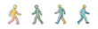 © SulaimanIslam - Simple, colorful silhouettes of people walking in various poses and colors.