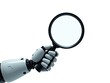 © Fotograf - A close-up of a robotic hand holding a magnifying glass, great for illustrations and technical designs