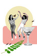 © deagreez - Composite trend artwork sketch image collage of two happy girls dance pub party celebration martini glass cocktail event friday rest