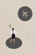 © deagreez - Poster 3d zine image vertical collage of happy girl guy stand summer vacation route aircraft leaving passenger summer season
