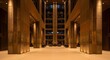© Bali Adventure Co - Modern Corporate Lobby Interior with Concrete Pillars and Ambient Lighting
